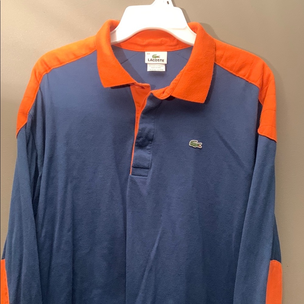 Lacoste Men's Navy & Orange Long-Sleeve Polo